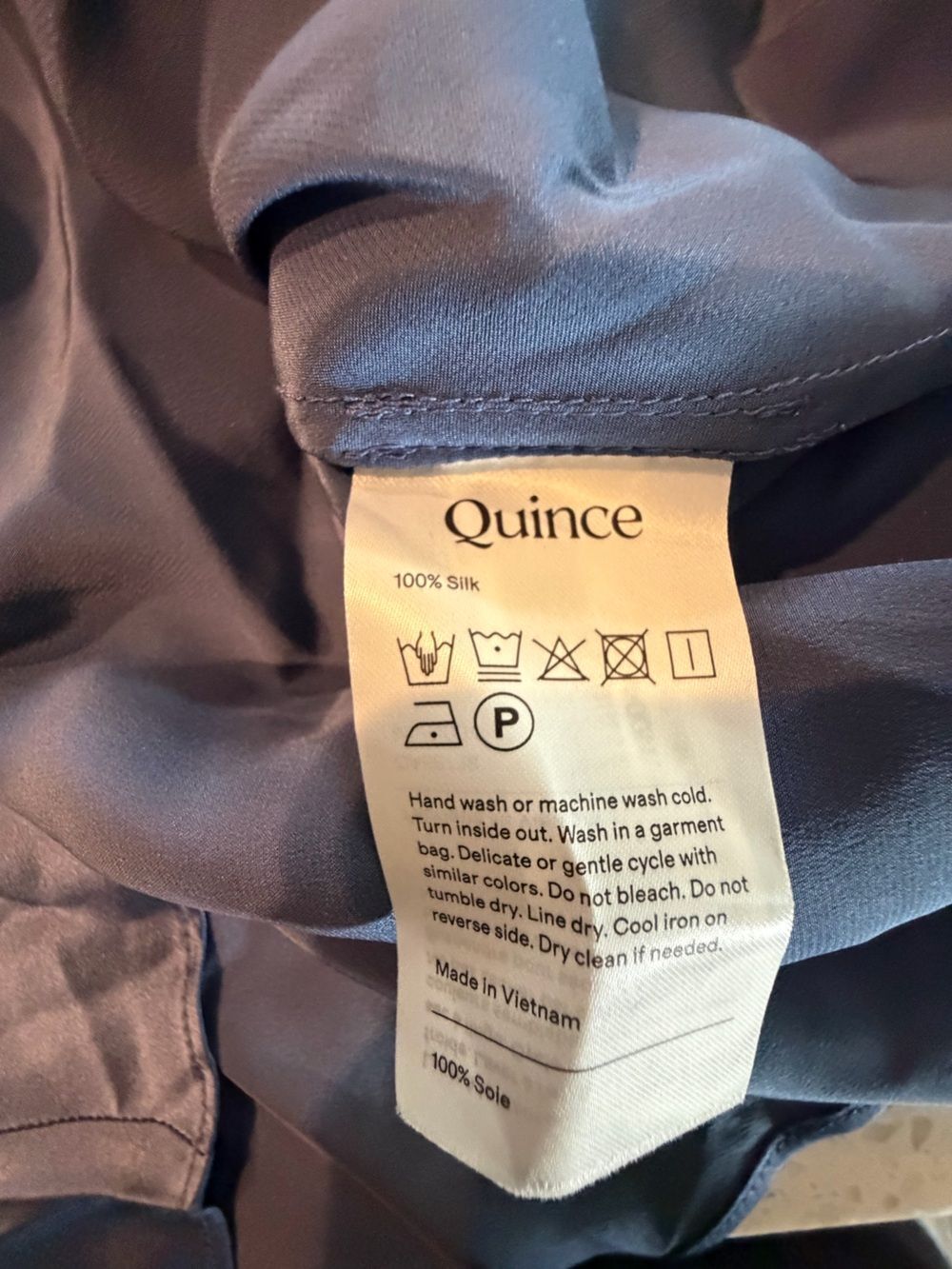 Quince 100% Washable Silk Long Sleeve Mini Dress Moonstone Blue XL - Picture 7 of 8